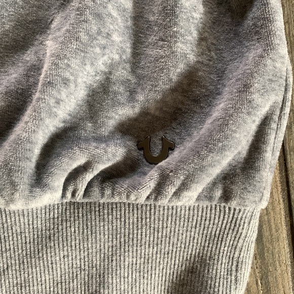 Cropped Oversized Velour Crewneck True Religion Grey - Picture 2 of 3